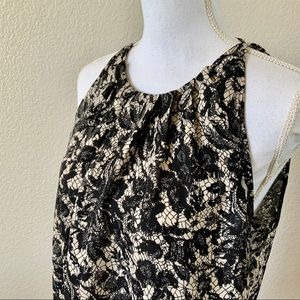 Violet + Claire Sleeveless Blouse Black Lace Print